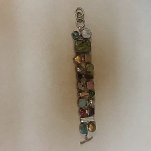 Sterling Silver and Mulri Stones Toggle Bracelet